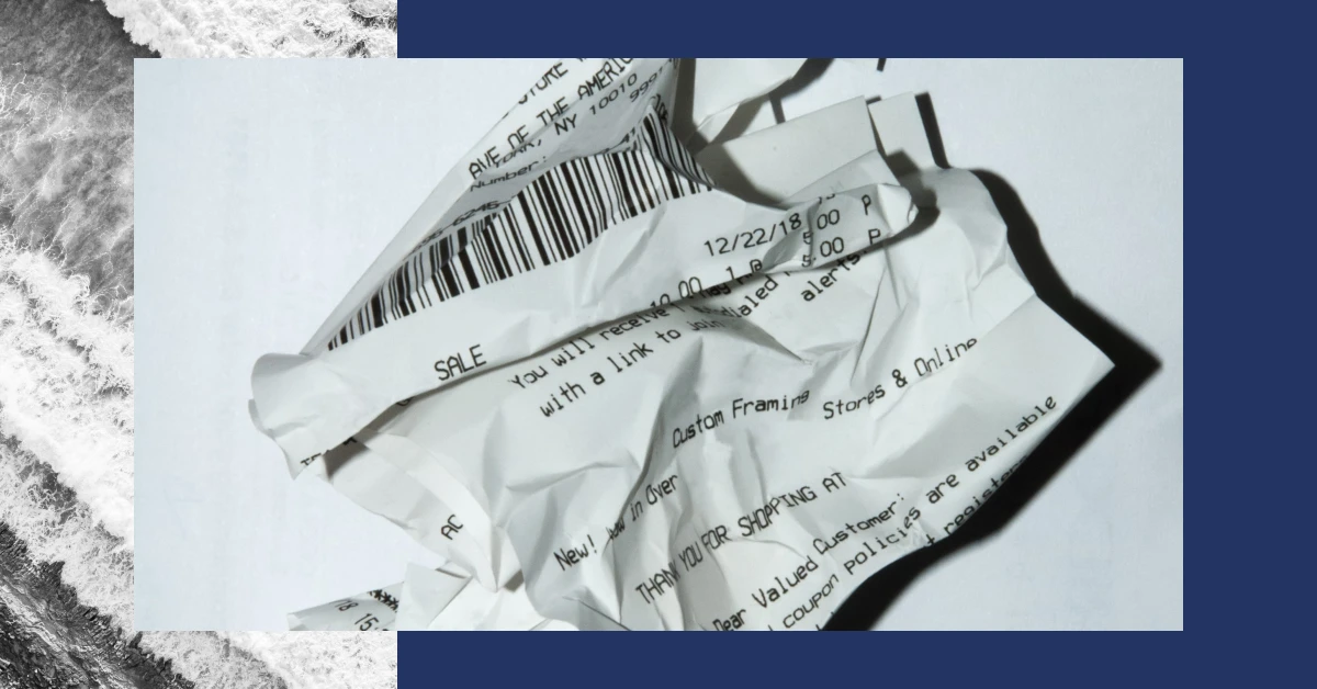 Photo of a crumpled receipt